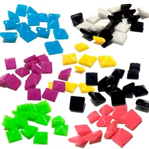100x Pyramid 10x10mm 2 Hole Flat Back Acrylic Beads for Crafting -Pick Ur Colour - Picture 1 of 26