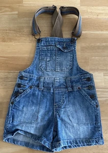 Xhilaration Little Girls Denim Jean Shorts Size 4/5 Adjustable suspenders PreOwn - Picture 1 of 10