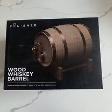 Polished Wood Whiskey Barrel Premium Spirits Dispenser 27 Fl. Oz