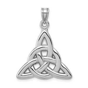 14k White Gold Polished Open-Back Celtic Trinity Knot Symbol Charm Pendant - Picture 1 of 7