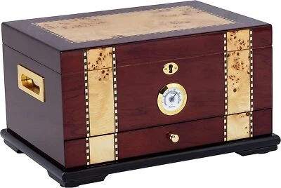 Solana Schreibtisch Zigarren Humidor, Palisander mit Ahorn-Gewölbeholz Intarsien, Spanische Zeder - Bild 1 von 4