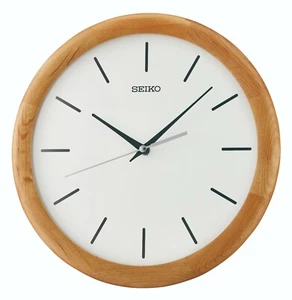 Seiko Quarz Akku Holz Runde Wanduhr Silent Sweep Klares Gesicht QXA781A - Bild 1 von 1