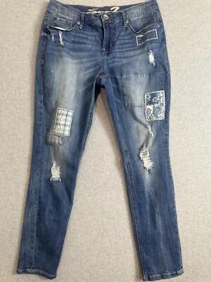 Pantalones de mezclilla Seven 7 Girlfriend para mujer talla 6 desgastados retazos Foto 1 de 4