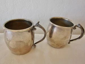 Vintage F.B. Rogers Silver Co.  Small 2.5" Children Cups, Silver on Copper - Picture 1 of 8