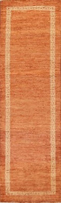 Contemporary Bordered Gabbeh Kashkoli Oriental Runner Rug Hand-knotted Wool 3x9 - Image 1 of 4