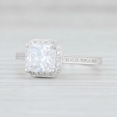 New Beverley K Semi Mount Diamond Halo Engagement Ring 14k Gold Sz 6.5 Princess - Image 1 of 4