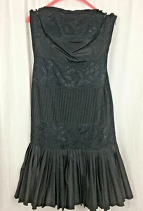 Banana Republic Little Black Dress Silk Blend Cocktail Strapless 4 Lace Pleated - Picture 1 of 8