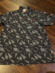 New Nike Mens Ohio State Buckeyes Short sleeve Button Up Shirt Size Large Black - Picture 1 of 5