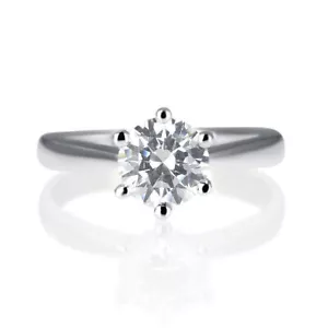 Anillo de compromiso solitario de diamantes de corte redondo de oro blanco de 14 K 0,50 quilates L-M/i1-i2 - Imagen 1 de 10