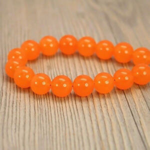 Natural 10mm Orange Jade Chalcedony Gemstone Round Loose Beads 15'' Strand