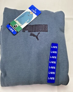 Puma Youth Boys Fleece Pull Over Hoodie w/Pockets, Blue, Size: L-14/16 - Picture 1 of 6