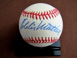 EDDIE MATHEWS BRAVES 500 HR CLUB HOF SIGNED AUTO VINTAGE ONL BASEBALL JSA BEAUTY - Picture 1 of 3