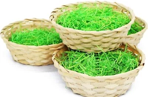 4er SET Bastkörbe NATUR mit Deko Gras Körbe aus Bast Osterkorb Bastkorb Ostern  - Bild 1 von 4