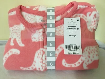 New Carter's Kid Girls 1-Piece Pink Leopard Fleece Footie Pajamas U pick - Image 1 of 4