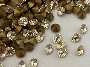 Swarovski #1012 Rhinestones Crystal Champagne Coated Foiled REPAIR Size option - Picture 1 of 6