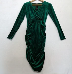Vestido Quiz Verde Esmeralda Terciopelo Acanalado Talla 10 Fiesta de Navidad Ocasión Especial - Imagen 1 de 9