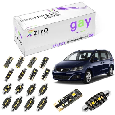 19 Bulbs Deluxe White Car LED Interior Light Kit For SEAT Alhambra MK2 2010-2019 - Image 1 of 4