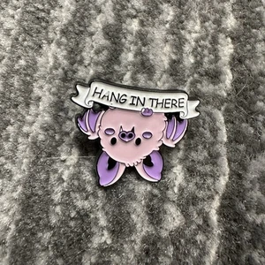 Bat Enamel Pin Hang In There Purple Bat Backpack Pins Flying Bats Halloween New - Picture 1 of 5
