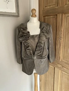 Womens Gina Bacconi Top Jacket Size UK 22 Metallic Gold Bronze Wedding Occasion - Picture 1 of 14