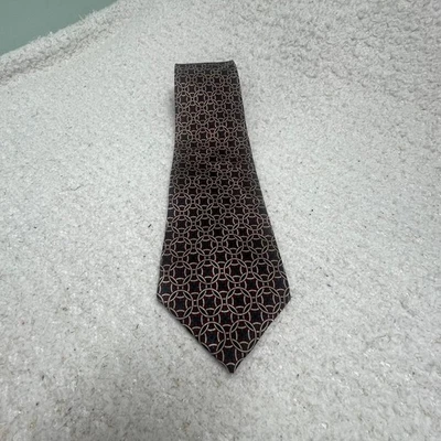 Corbata PARK AVENUE 100% Seda Hecha a Mano Patrón Geométrico De Colección Foto 1 de 4