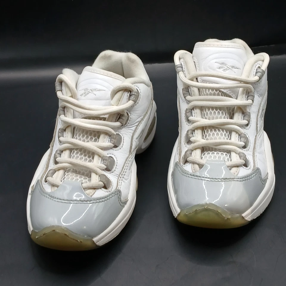 Reebok Question Low  Grey Toe kids size 4 and a 1/2 color white. - Image 1 of 4