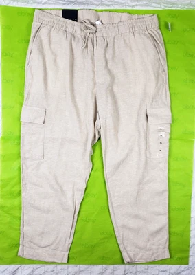 全新 Gap 女式 XL 码 宽鬆米色 亚麻 容易裤 工装踝拉裤 最小全新带标签 — 第 1/4 张图片