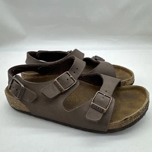 Birkenstock Roma Kids Sandal EUR Size 32 205 US 1/1.5 Mocha Brown Buckle - Picture 1 of 13