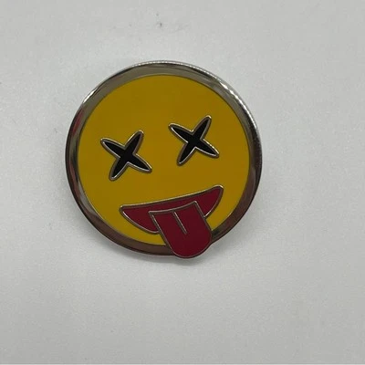 Coach Enamel Decorative Pin - Yellow Emoji 1" Round - Image 1 of 4