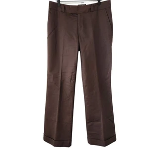 Banana Republic Jackson Fit Brown Trousers Pants Straight Leg Cuffed Size 8 Long - Picture 1 of 7