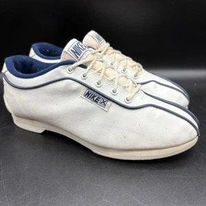 Vintage 1980er Nike Strike X Bowlingschuhe Damengröße 7 weiß blau Swoosh marineblau - Bild 1 von 12