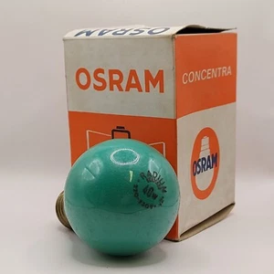 Osram Green Incandescent Light Bulb 220-230v V2 40w Radium Germany Vintage - Picture 1 of 6