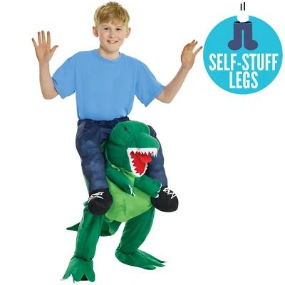 Kids T-Rex Dinosaur Piggyback Costume 6 - 12 yrs Ride On Halloween Fancy Dress - Image 1 of 4