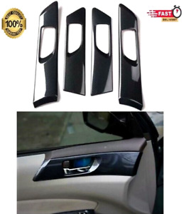 For Subaru Forester 08-12 Black Carbon Car Interior Door bowl Handle Trim 4 pce