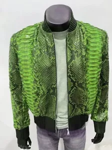 Man’s KING Snakeskin Bomber Jacket, Custom Jacket For Men, Dragon Python Leather - Picture 1 of 5