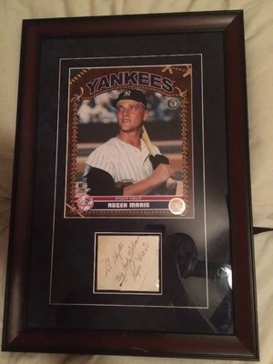 RARE ROGER MARIS  Autograph/Auto/Signed Index card psa/dna Framed Hof Yankees - Image 1 of 3