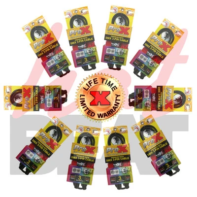 10 pcs ProX 3-Pin Premium Shielded DMX Stage Lighting Data Cable, XCP-DMX03 3ft. - Image 1 of 3