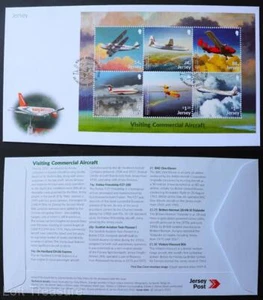 Jersey Stamps: "Visiting Commercial Aircraft" First Day Cover 6v S/S 2022 - Picture 1 of 3