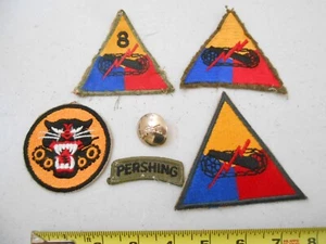 SET LOT VINTAGE WW2 ERA US ARMY TANK GROUP 8 PATCHES 4 WHEEL DESTROYER MILITARY - Picture 1 of 10