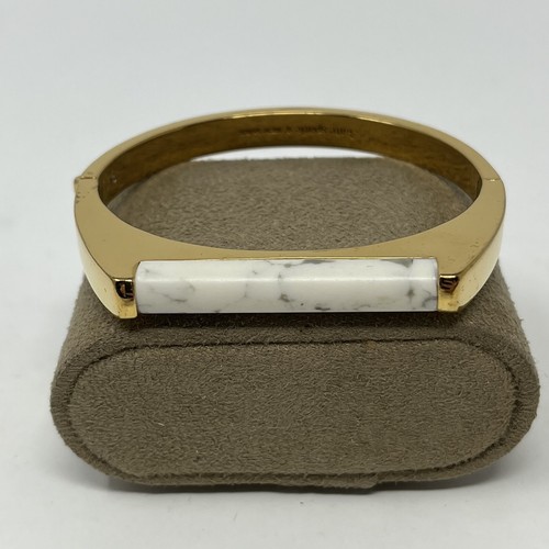 KATE SPADE Cerniera Bracciale Bracciale Marmo Bianco Blocchi Edifici Placcato Oro Tono