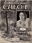 Chlo-e [Song of the Swamp], variété de couverture photo, 1927, partition vintage