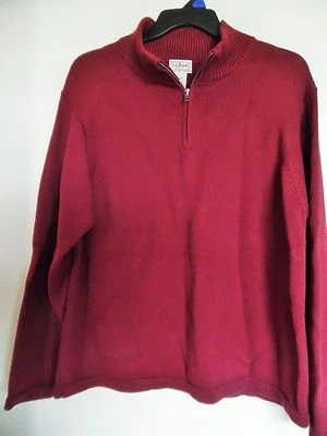 LL BEAN MENS  BURGUNDY  1/2 ZIP PULLOVER SWEATER SZ L EUC - Image 1 of 3