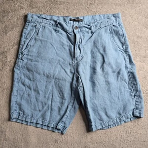 John Varvatos USA Mens Size 33 Shorts 100% Linen 9.5" Inseam Blue - Picture 1 of 18