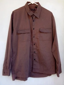 Camisa para hombre KENNETH COLE 34/35 L grande marrón chocolate 2 bolsillos 69% algodón NUEVA - Imagen 1 de 2