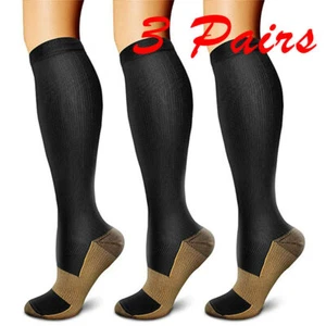 Compression Socks 20-30 mmHG Men Women Support Stockings Knee High Miracle Foot - Picture 1 of 15