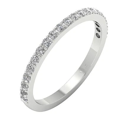 Anillo de compromiso banda VVS1 F 0,55 quilates corte redondo diamante oro blanco 14K conjunto de puntas Foto 1 de 4