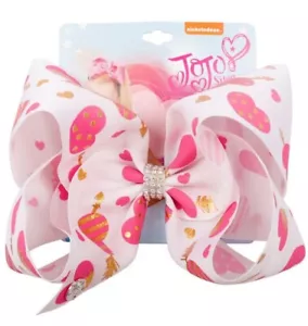 Jojo 8" Pink & Gold Heart Bow, New - Picture 1 of 1