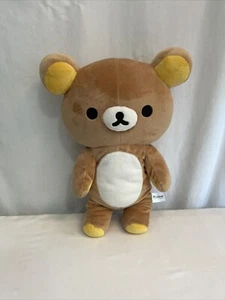 San-X Rilakkuma Teddy Bear 14" Plush Kawaii Beanie Zipper Pouch on Back Stuffed - Picture 1 of 16
