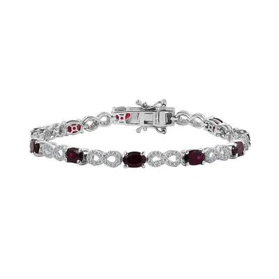 Brazalete Tenis Infinito 7.300ctw Rodolita y Circón Chapado en Rodio 6.50" Foto 1 de 4