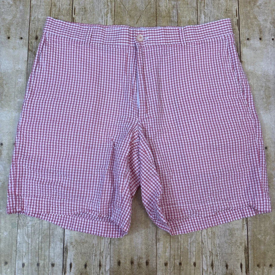 Southern Tide Seersucker Shorts Red Gingham Size 35 - Image 1 of 4