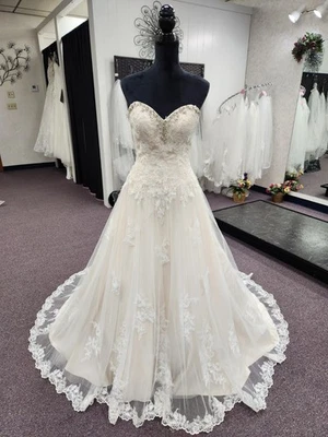 Symphony Bridal S3718 Size 8 Ivory/Champagne Strapless Lace Bridal Gown/Wedding - Image 1 of 4